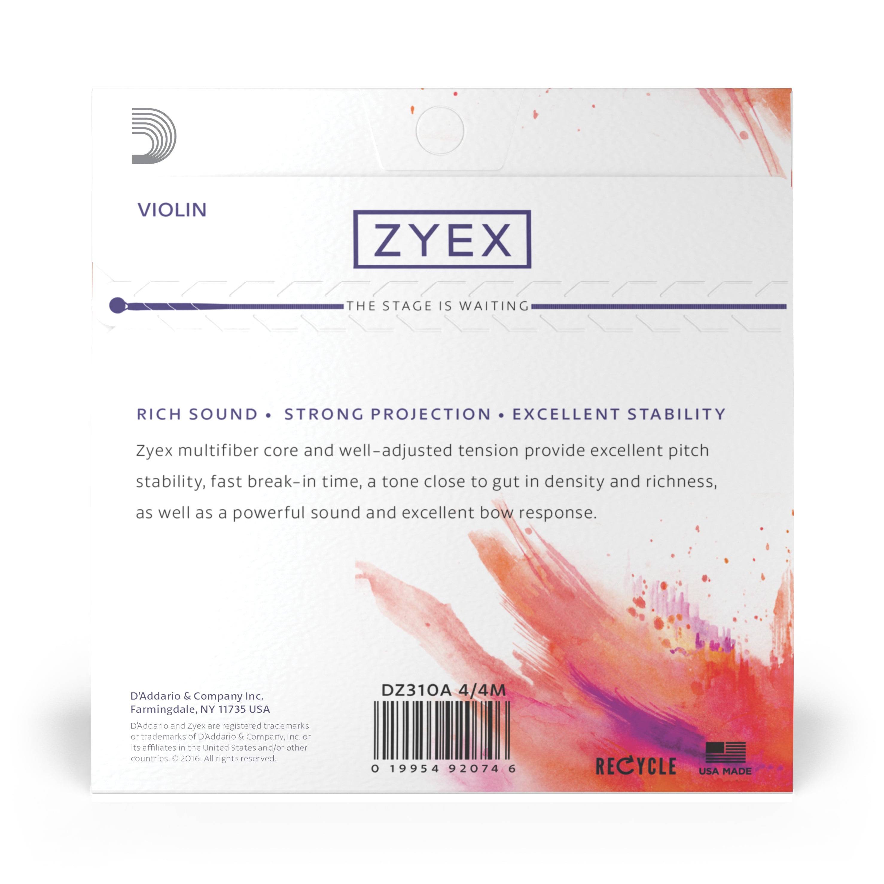 Violin Zyex Medium 4/4 Aluminum Wound D