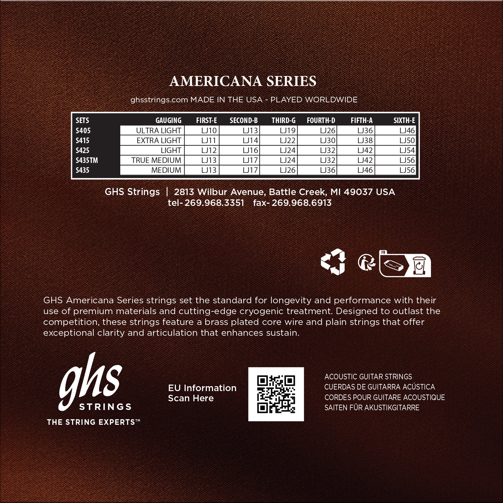 GHS AMERICANA ACOUSTIC GUITAR TRUE MEDIUM
